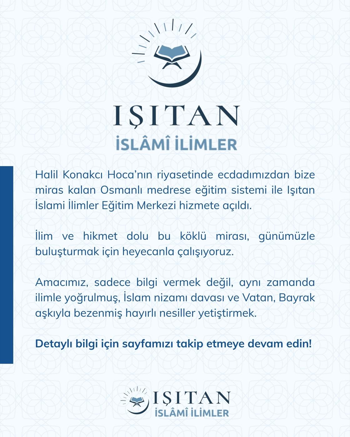 Işıtan İslami İlimler duyurular görseli 2